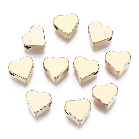 Brass Beads, Nickel Free, Real 18K Gold Plated, Heart