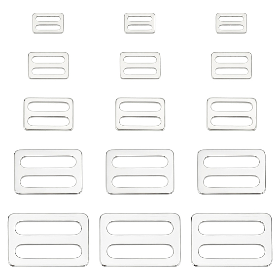 15 шт. 5 стиль 304 пряжки-слайдеры из нержавеющей стали, регулируемые застежки, для ремня кожаный ремень сумка для ремня, прямоугольные