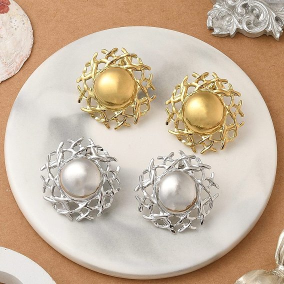 Ионное покрытие (ip) 304 плоские круглые серьги-гвоздики из нержавеющей стали для женщин