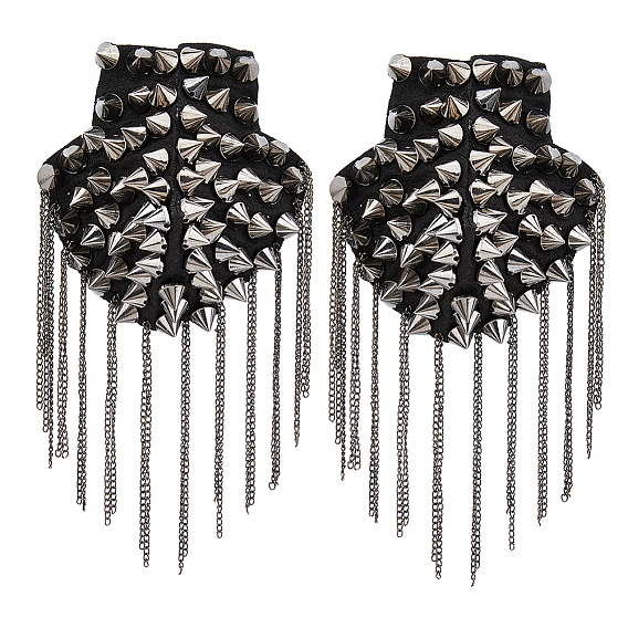 Железный модный погон с кисточками, съемный плечевой значок с заклепками в стиле панк, с пластиковой и войлочной фурнитурой