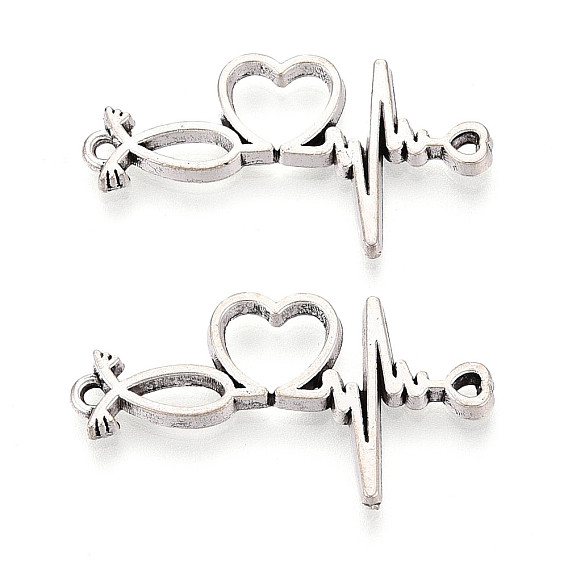 Звенья / разъемы из сплава в тибетском стиле, сердцебиение, без кадмия и без свинца