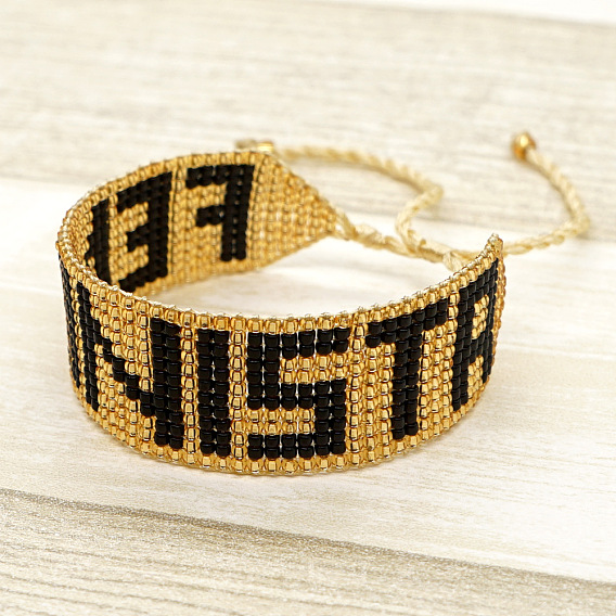 Браслеты из бисера и стеклянных бусин для женщин, слово феминистка