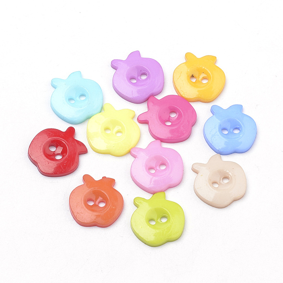 Boutons acryliques 2 trous, pomme