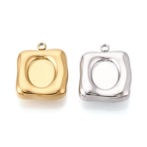 304 Настройки кабошон из нержавеющей стали кулон, квадратных амулеты, ионное покрытие (ip)