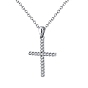 925 Sterling Silver Micro Pave 3A Clear Cubic Zirconia Pendants, Religion Cross Charms, without Necklace, Rhodium Plated