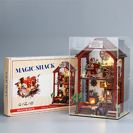 Mini Wood DIY 3D Book House Puzzle Kit, Buildings Assembled Model, Dollhouse Decoration Accessories