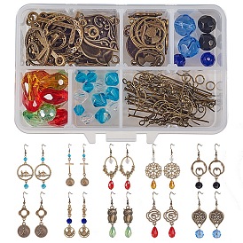 SUNNYCLUE DIY Earring Making, with Tibetan Style Links/Pendants, Glass Beads, Iron Open Jump Ring and Brass Earring Hooks