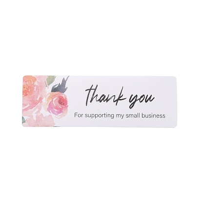 Self-Adhesive Paper Gift Tag Youstickers, Rectangle Thank You Stickers Labels, for Small Business