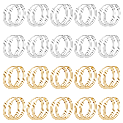 40шт 2 цвета латунные серьги-кольца, без свинца и без кадмия