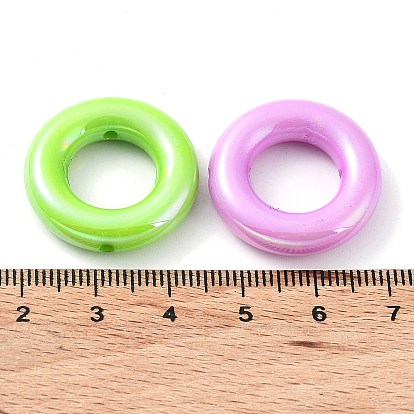 UV Plating Opaque Acrylic Beads, Iridescent, Ring
