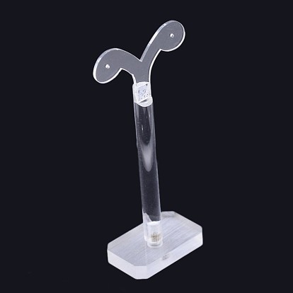 T Bar Organic Glass Earring Displays Sets, Jewelry Display Rack, Jewelry Tree Stand, 11.4~15.5x5.9x3.1cm