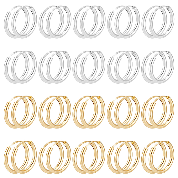 40шт 2 цвета латунные серьги-кольца, без свинца и без кадмия