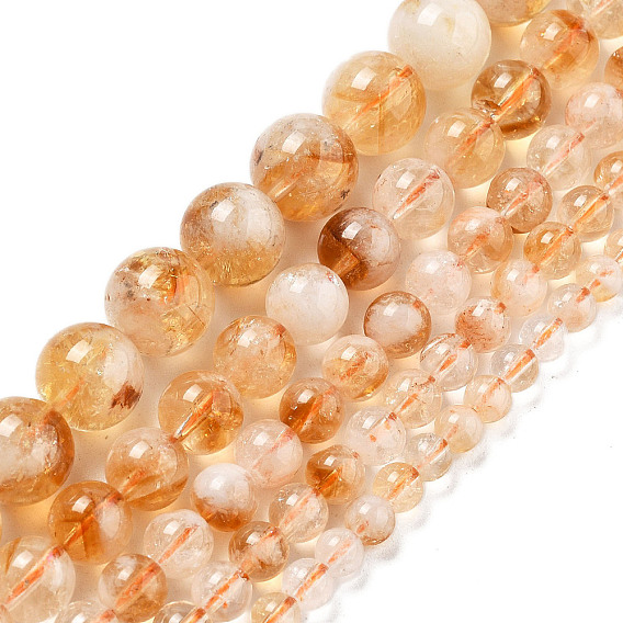 Нагретые нити из натуральных цитриновых бусин, круглые