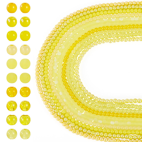 10 нити 10 стили гальваническое покрытие непрозрачные стеклянные бусины нити, круглые