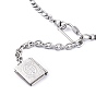 304 Stainless Steel Diffuser Locket Pendant Necklaces, Lariat Necklaces, with Figaro Chains & Cable Chains, Book with Tree of Life