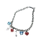 Ожерелья-нагрудники с подвесками из сплава и цепочками из нержавеющей стали, музыкальная нота, бабочка и сердце