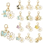 20Pcs 10 Style Flower Alloy Enamel Pendant Decorations, with Alloy Lobster Claw Clasps, Golden