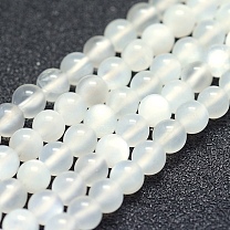 Natural White Moonstone Beads Strands, Grade A, Round