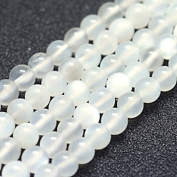 Natural White Moonstone Beads Strands, Grade A, Round