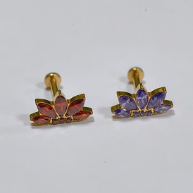 Цветок солнце титановый сплав паве кубический цирконий внутренние резьбовые лабреты