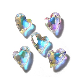 Стеклянные подвески, сердце, AB цвет, граненые