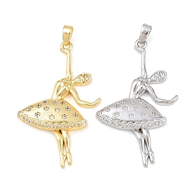 Латунные микропаве прозрачные подвески с фианитом, Балерина прелести