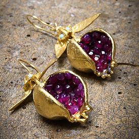 pomegranate seed gold earring trendy female ear jewelry