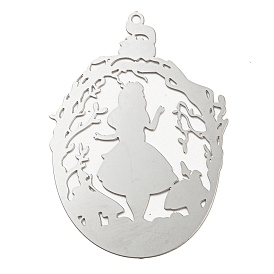 201 Stainless Steel Pendants, Etched Metal Embellishments, Girls Charm