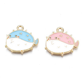 Сплав эмали рыбы подвески, без кадмия, без никеля и без свинца, золотой свет, рыба-шар