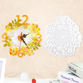 Flower & Leaf Clock Wall Decoration Silicone Molds, for UV Resin, Epoxy Resin Craft Making