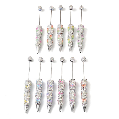 Ручка из полимерной глины со стразами и смоляными бусинами, железная шариковая ручка, для индивидуальной ручки с ювелирными бусинами