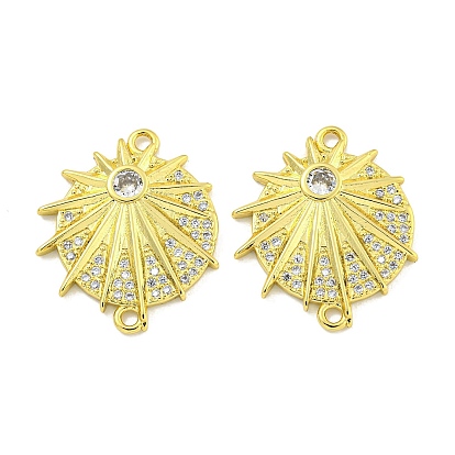 Rack Plating Brass Pave Clear Cubic Zirconia Star Connector Links, Cadmium Free & Lead Free, Long-Lasting Plated