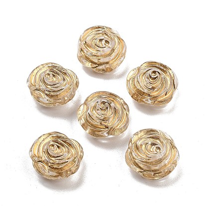 Plating Acrylic Beads, Golden Metal Enlaced, Flower