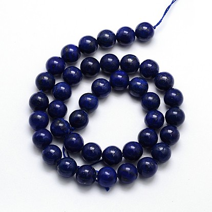 Dyed Natural Lapis Lazuli Round Beads Strands, Grade A
