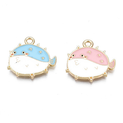 Сплав эмали рыбы подвески, без кадмия, без никеля и без свинца, золотой свет, рыба-шар