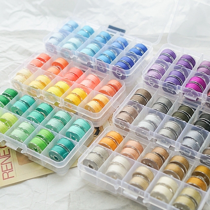 20 рулоны 10 цвета швейных ниток, пластиковые катушки для швейных машин с прозрачным футляром