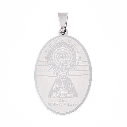 201 подвески из нержавеющей стали, овальные с рисунками " virgin mary", лазерная резка