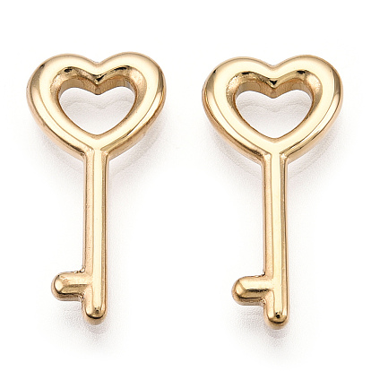 Valentine's Day 304 Stainless Steel Pendants, Manual Polishing, Heart Key Charm