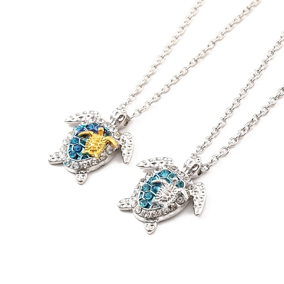 Ожерелье с подвеской в виде морских черепах с аквамарином и стразами для женщин