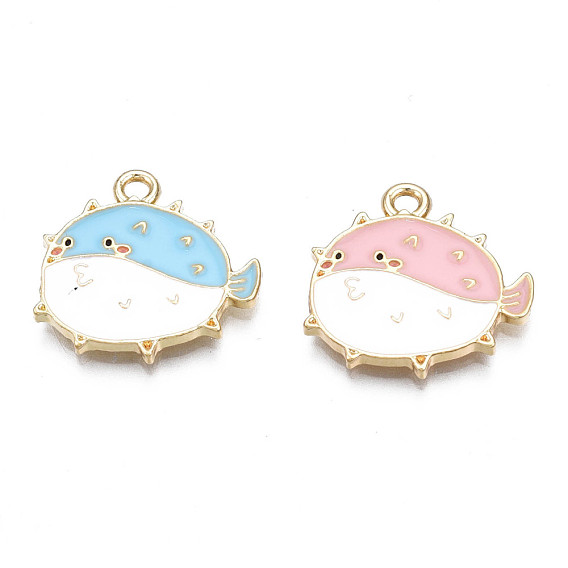 Сплав эмали рыбы подвески, без кадмия, без никеля и без свинца, золотой свет, рыба-шар