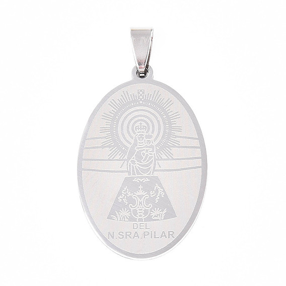 201 подвески из нержавеющей стали, овальные с рисунками " virgin mary", лазерная резка