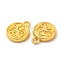 Alloy Charms, Flat Round with Dancing Lion & Word Pattern