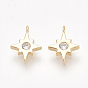 Brass Cubic Zirconia Charms, Star, Nickel Free, Real 18K Gold Plated