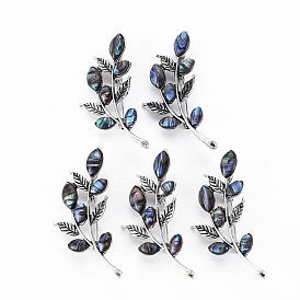 Булавка для броши в форме листа, булавка из сплава для девочек и женщин, без свинца и без кадмия, античное серебро