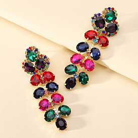 Geometric Colorful Crystal Leaf Earrings: Elegant, Chic and Luxurious Gemstones