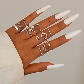 Retro Multi-Joint Ring Set with 12 Pieces - Star, Feather and Infinity Design