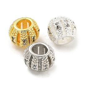 Rack Plating Brass Cubic Zirconia Beads,  Long-Lasting Plated, Lead Free & Cadmium Free, Rondelle