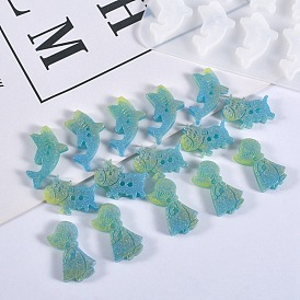 DIY Button Silicone Molds, Resin Casting Molds, for UV Resin & Epoxy Resin Craft Making, Shark, Cattle, Girl