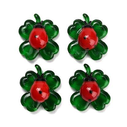 Изготовленный вручную методом лампового выдувания клевер с орнаментом в виде жука, украшения для дома и автомобиля