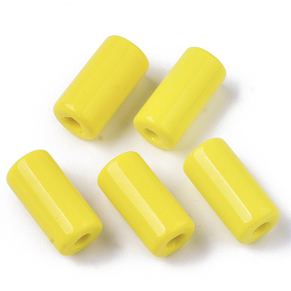 Opaque Glass Bugle Beads, Column, Round Hole